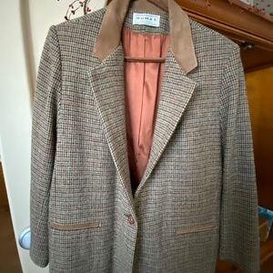 Wool houndstooth check blazer